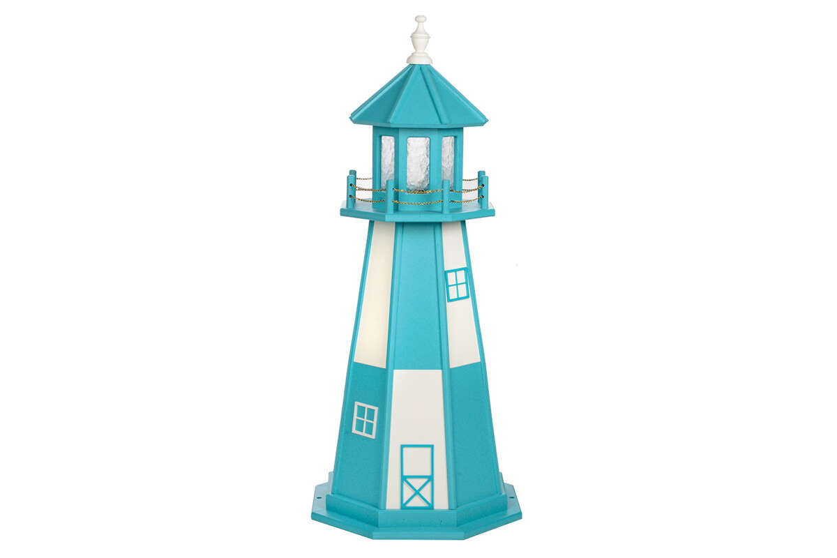 4' Aruba Blue and White Cape Henry Poly Lighthouse