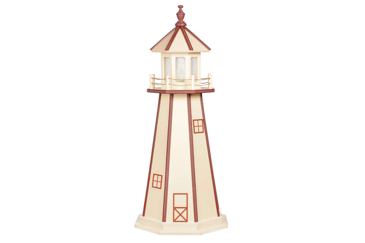 4' Ivory and Cherrywood Poly Lighthouse