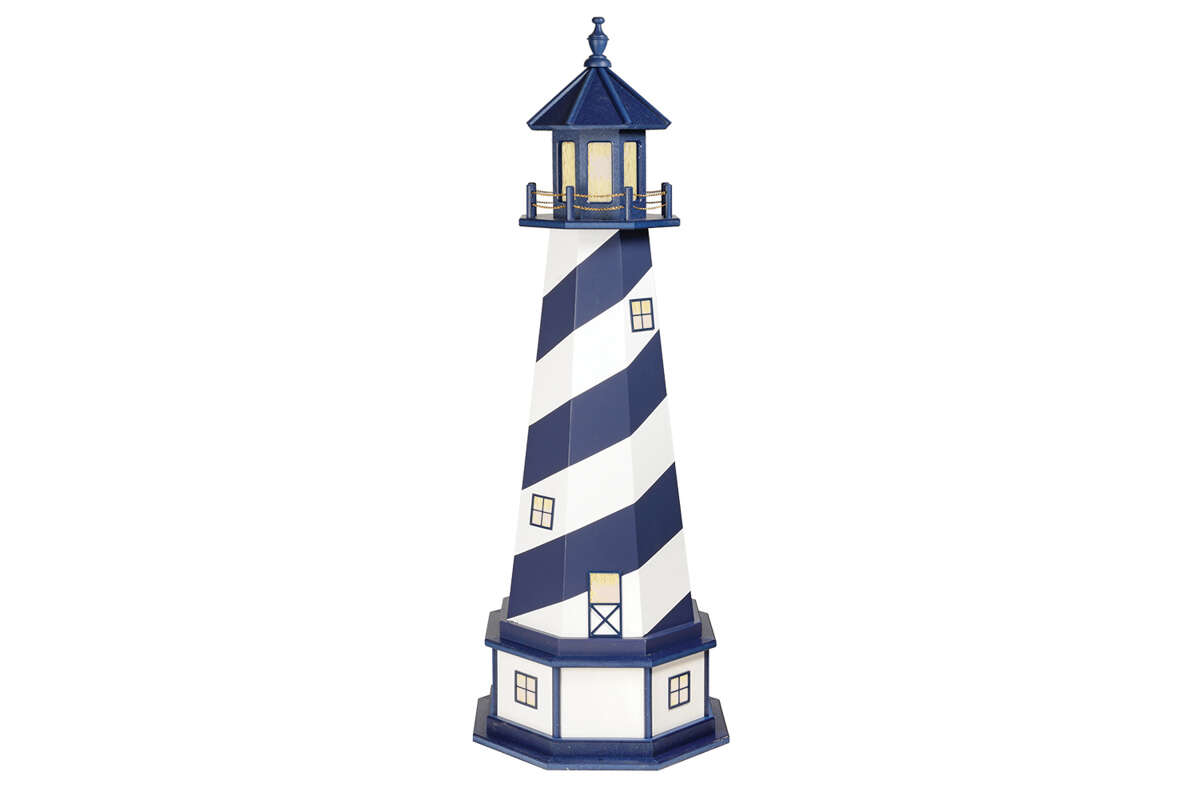 5' Patriot Blue and White Cape Hatteras Wooden Lighthouse with Base