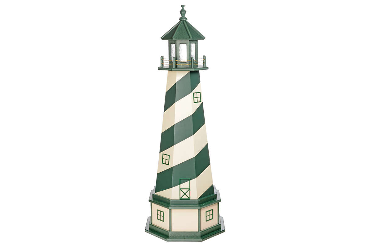 5' Turf Green and Ivory Cape Hatteras Wooden Lighthouse with Base