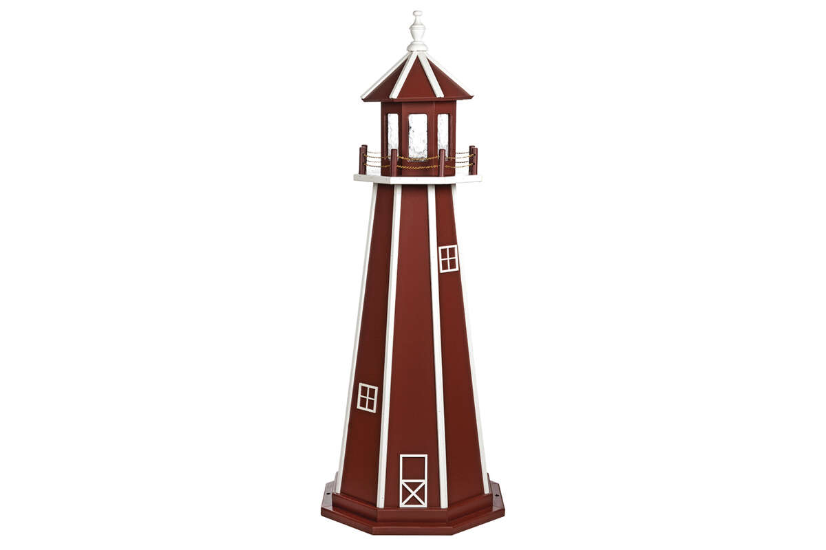 5' Cherrywood and White Poly Lighthouse