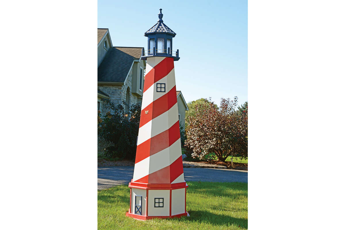 8' Patriotic Wooden Lighthouse with Base
