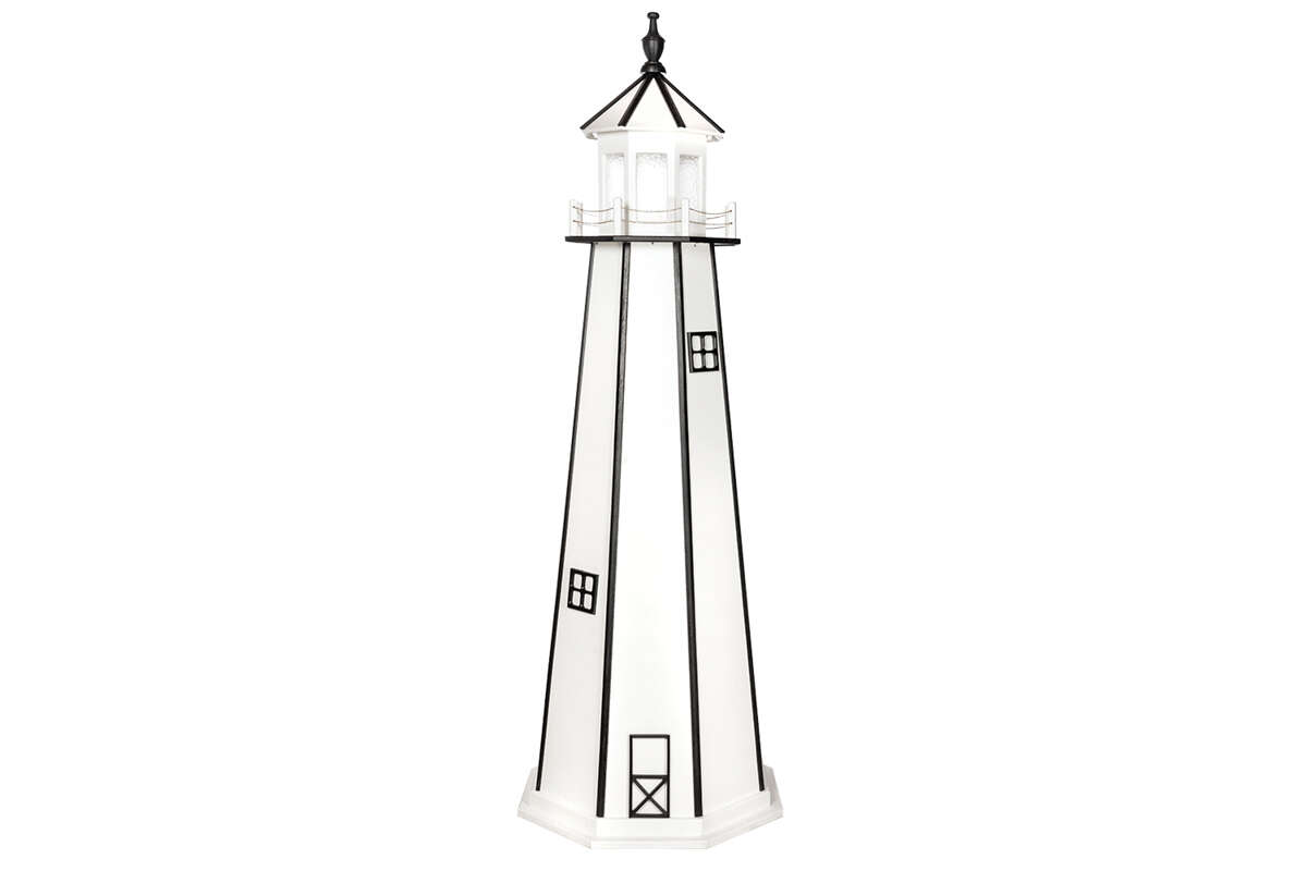 8' White and Black Poly Lighthouse