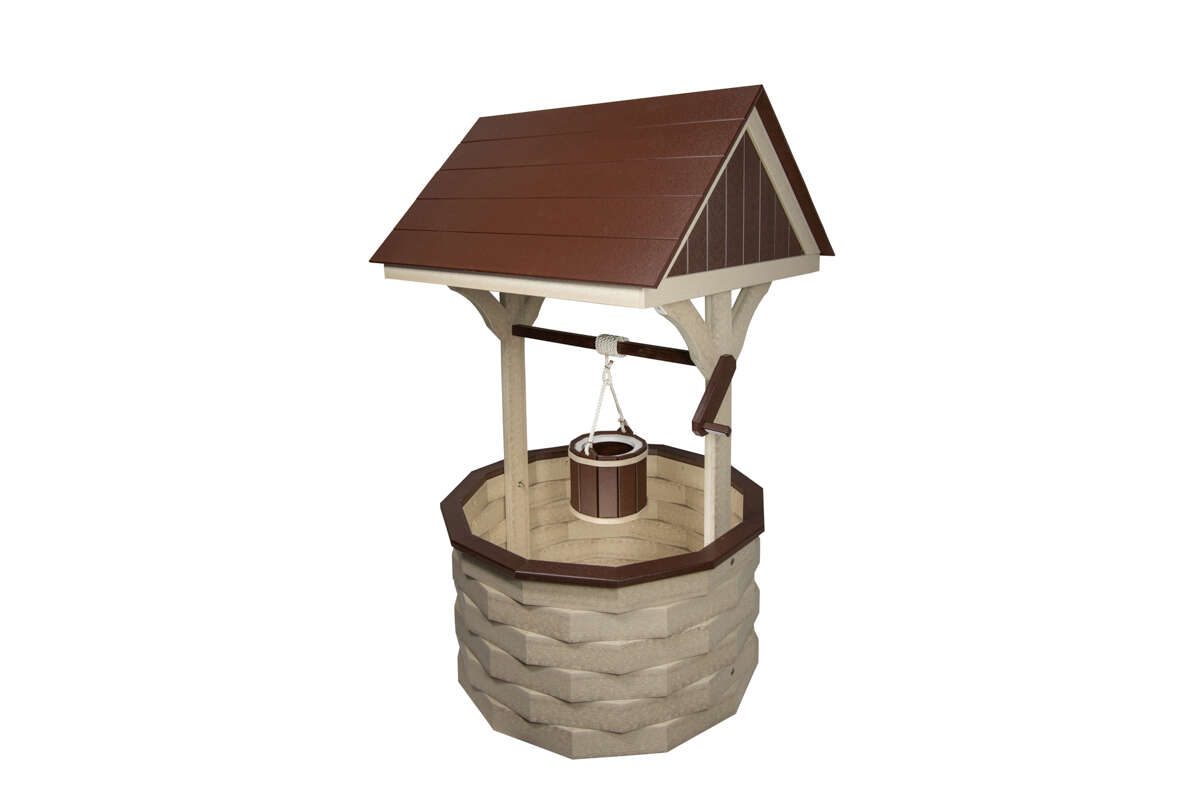 Large Poly Wishing Well - Weatherwood and Brown