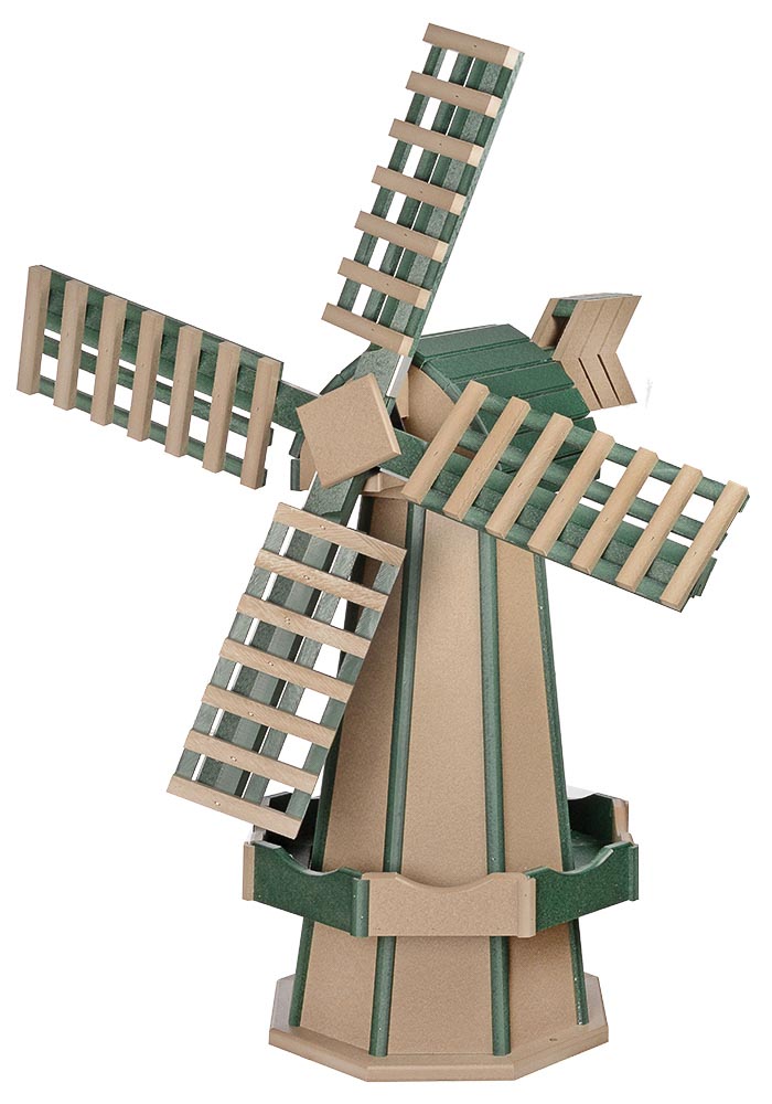 Medium Poly Windmill Weatherwood and Turf Green