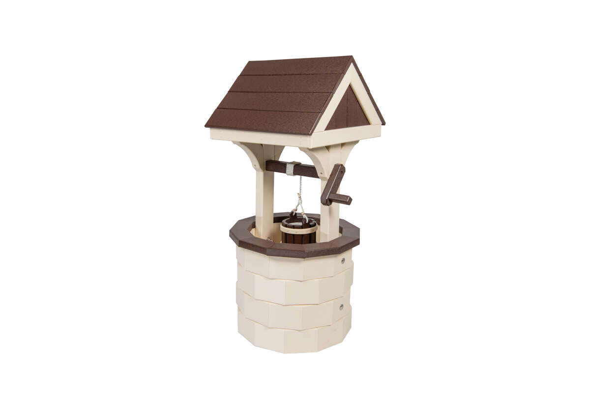 Small Poly Wishing Well - Ivory and Brown