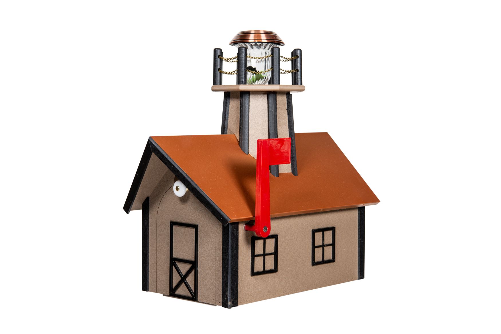 Deluxe Lighthouse Mailbox Weatherwood and Black