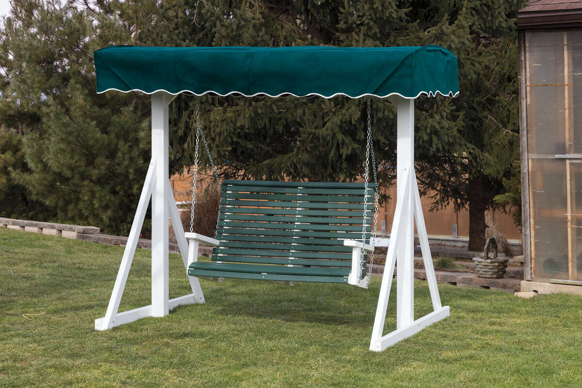 Poly A-frame with Green Canopy and Swing