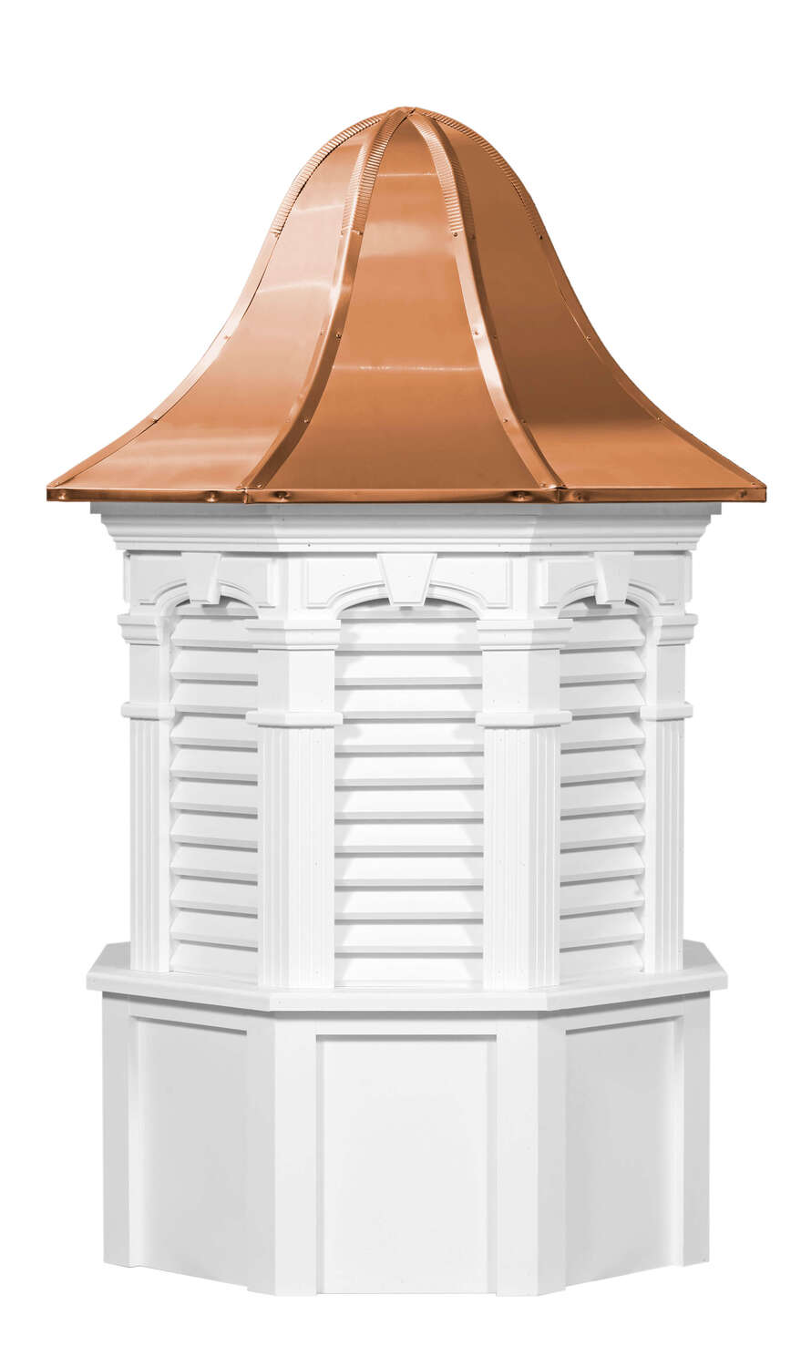 Hancock Series Vinyl - Weymouth Octagon Cupola with Louvers & Bell Roof