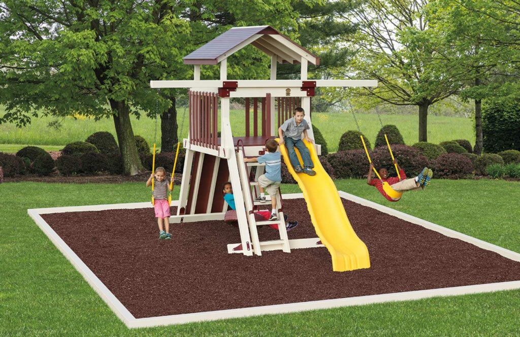 A small playset with children playing on it
