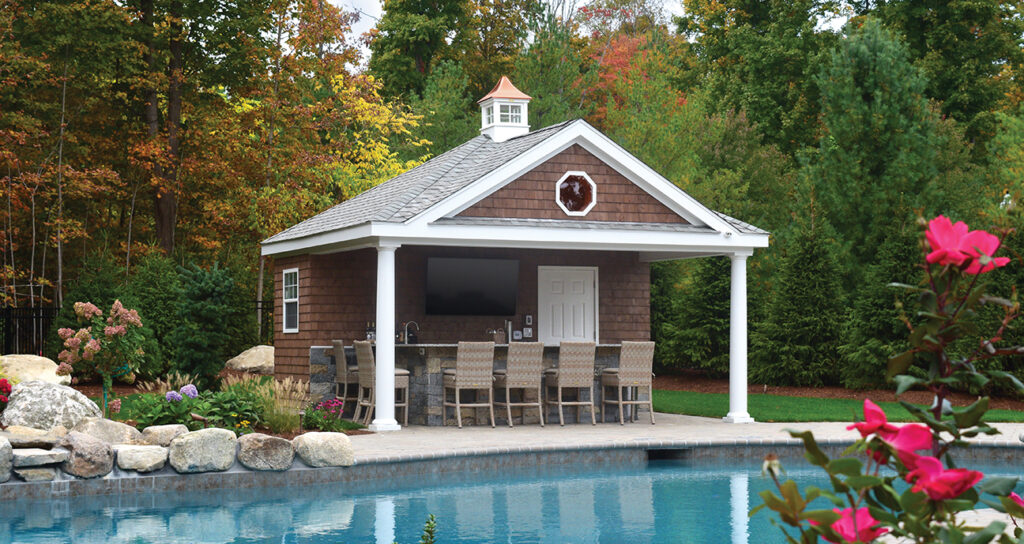 Custom Poolhouse by swimming pool