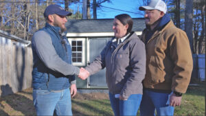 Marcus Wenger presents a Free 8x12 Storage Shed to Caty and Kevin Sartori