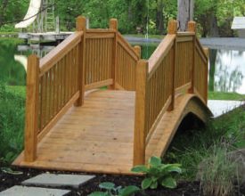 Decorative wooden garden bridge