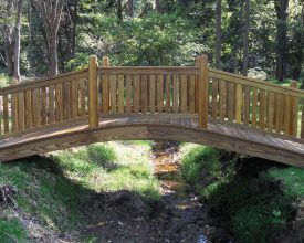 Wooden bridge over small creek