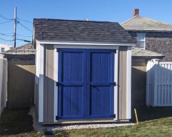 8x8 shed installation in backyard
