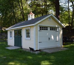 This 12x24 outdoor storage shed has a roll up garage door plus ramp and is made with the most durable materials and with cupola accent.