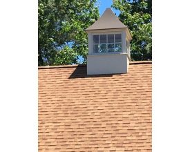 Garage cupola featuring copper roof and 8 pane windows and standard base.