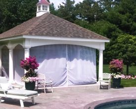 Pavilion personalized for the customer with shades, a cupola accent.
