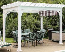 Outdoor backyard pergola with an ez shade is a great addition to the patio.