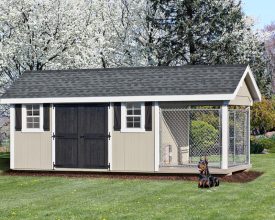 Dog Kennel with storage shed, plenty of room for all your backyard storage needs plus its a dog kennel with enclosed run area.