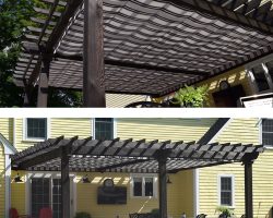 Custom Wood Pergola with shade cloth