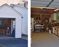 Enough space inside garage for workbench