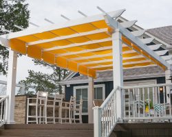 Fiberglass pergola with shade system