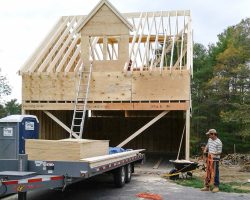 Two car detached Trestle Garage in the building process.