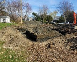 Outdoor Personia Jamestown, RI Gambrel Garage Foundation Dig