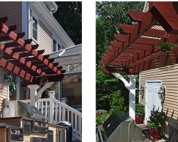 two more perspectives of unique pergola designed to save space