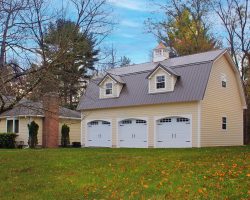 Outdoor Personia Sharon MA Gambrel 3-Car Garage side view