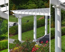 3 views of Custom Swan Vinyl Pergola