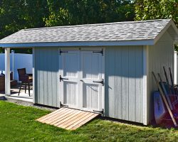 Storage Shed with Ramp and Double Doors
