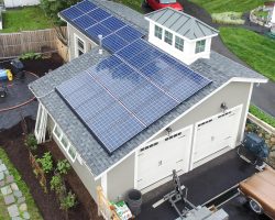 Custom garage aerial view