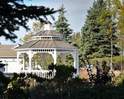 View of Custom Gazebo in shrubs