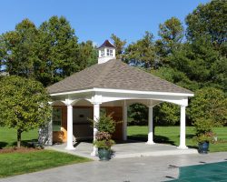 Custom Pool House with landscaping in Medfield Massachusetts