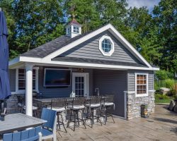 Wet bar in custom pool house