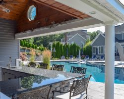 Wet bar in custom pool house