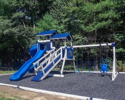 Blue and White Vinyl Swing Set