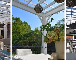 beautiful shaded pergola in tranquil outdoor setting