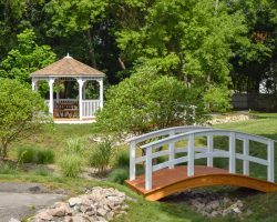 custom vinyl gazebo and garden bridge for TV company