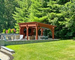 Outdoor Personia Bellingham Wood Pergola and Stone Patio