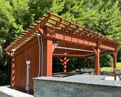 Outdoor Personia Bellingham Wood Pergola with Privacy Wall