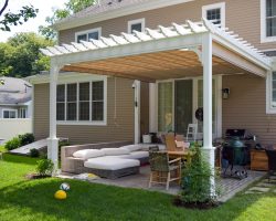 Pergola with closed shade cover