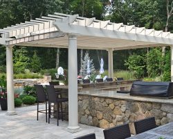 Outdoor Kitchen Shaded by Pergola