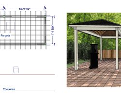 blueprint and elevation plan for pergola and pavilion structure