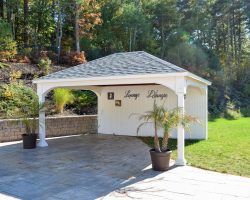 Vinyl pavilion with back wall